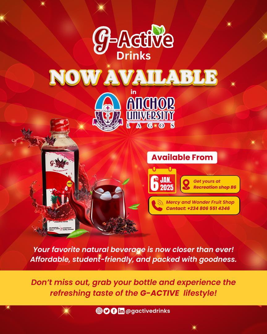 Anchorites this is for you❤️

G-ACTIVE is making its mark at Anchor University with its unique and refreshing drinks.🚀
