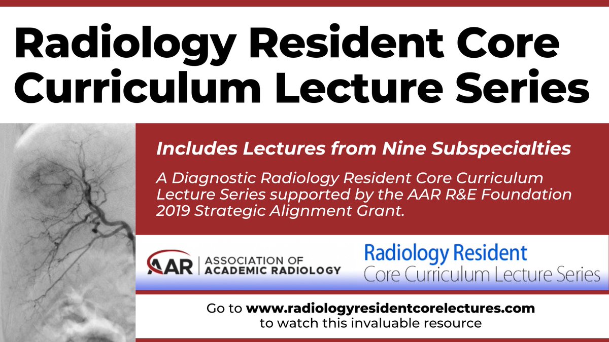 Don't miss this amazing resource - AAR Radiology Resident Core Curriculum Lecture Series from AAR REF
radiologyresidentcorelectures.com 

#AARad #radiology #RadEd #MedEd #research