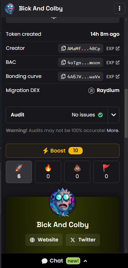 BickAndColby's tweet photo. https://t.co/CziaVWMiMx

Let's explode it togheter. Owner has only 3%
Push it togheter to Raydium. Buy on the eaely stage.

Drop your sol wallet, click the rocket on the dexscreener and rt like. Airdrop comming after pushing to raydium.

Good luck 🔥 https://t.co/udlm74y0Yl