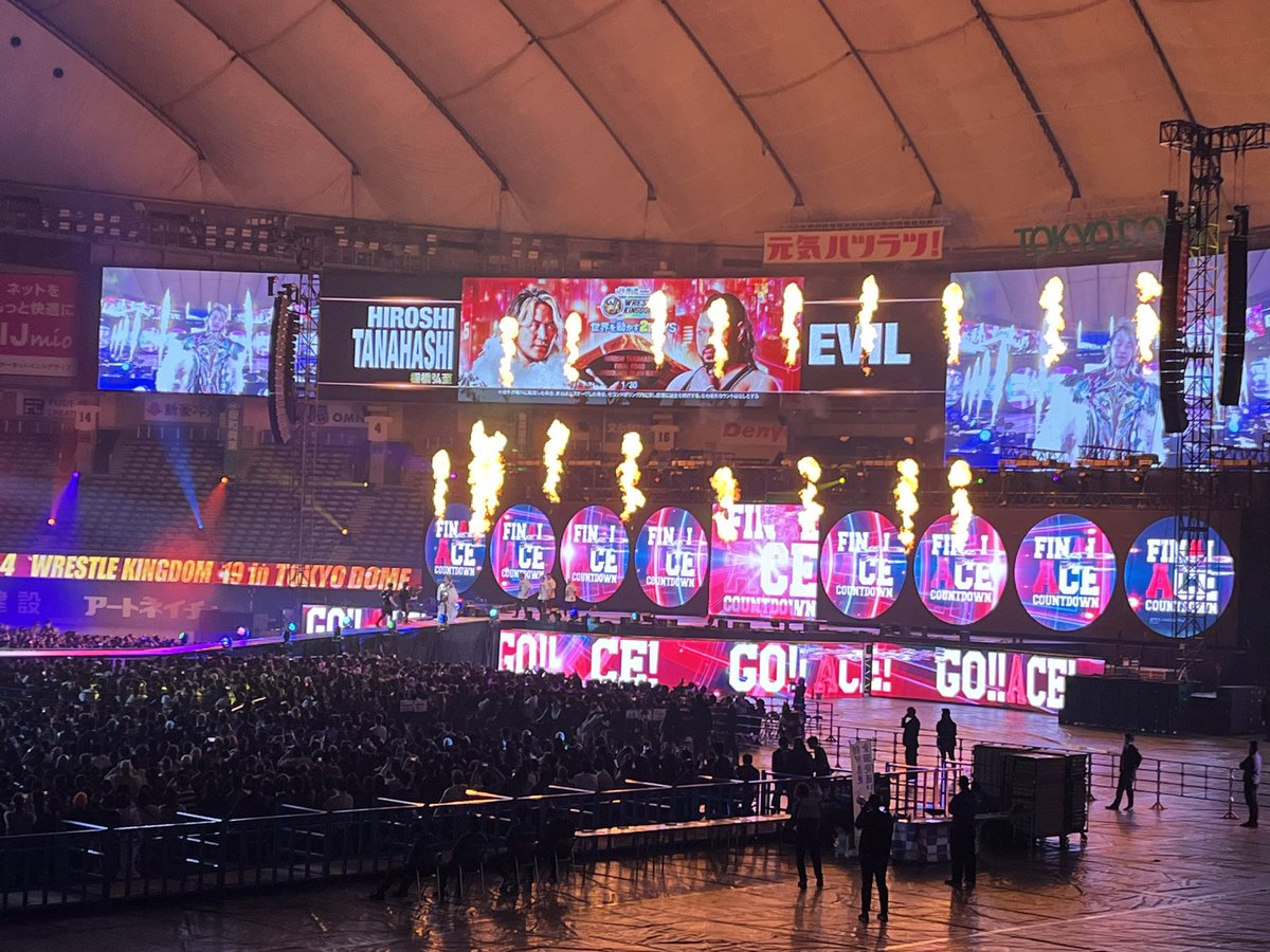 huusenhikou's tweet image. 棚橋vsEVIL戦の演出が凄過ぎる！😳✨
もうメインイベントかと思いました！😆✨
#新日本プロレス 
#WrestleKingdom 
#wk19
#イッテンヨン