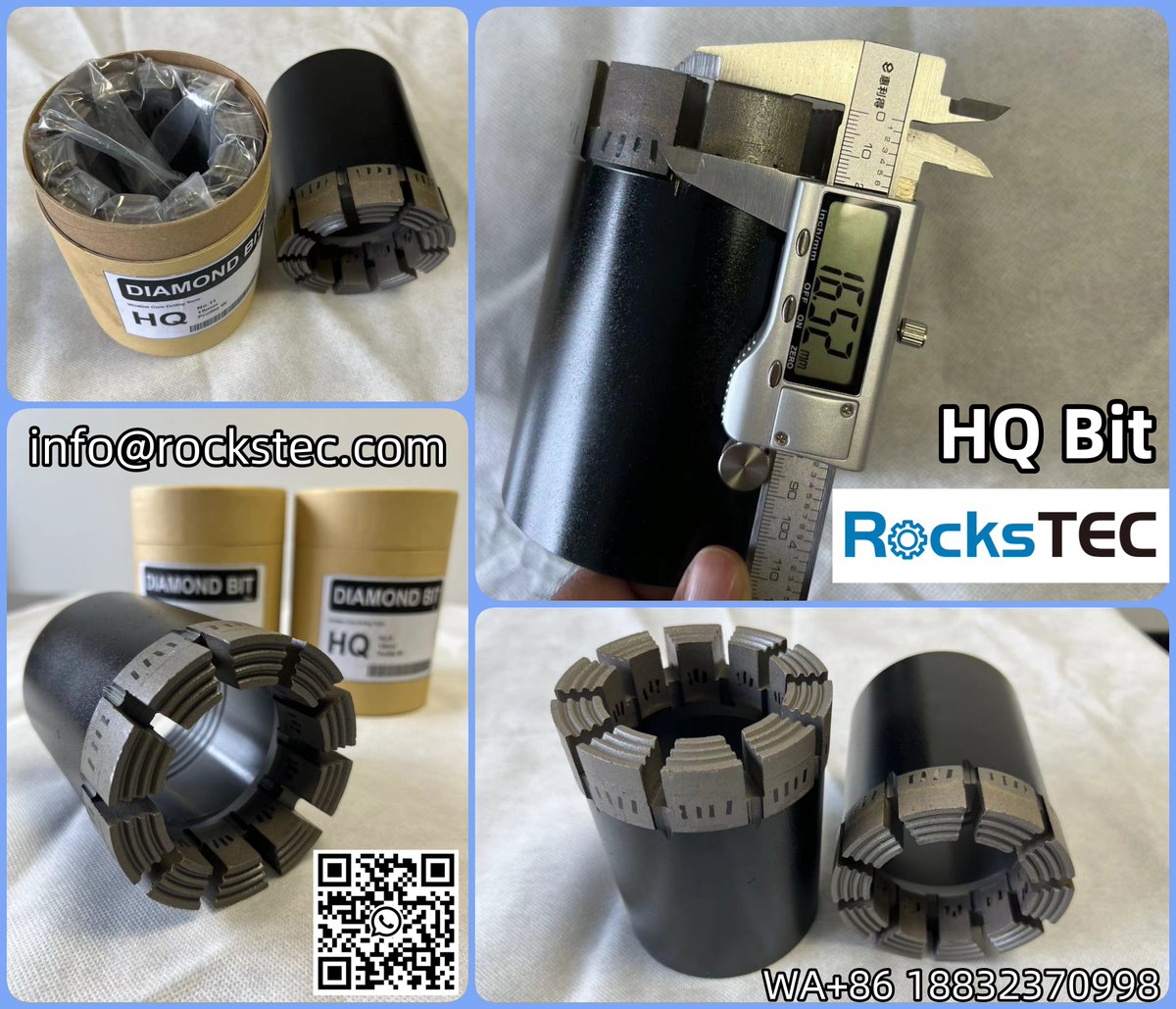 RocksTec2024's tweet photo. We supply diamond drilling tools &amp; DD rigs: Impregnated diamond core bits, reaming shells, drill rods,Wireline &amp; conventional coring system, core barrels, head assembly, overshot,Accessory tools &amp; equipments, spare parts etc.

BQ NQ NQ2 NQ3 HQ HQ3 PQ PQ3, NTW HTW, PHD, NMLC, HMLC https://t.co/mCOXX1GYFr