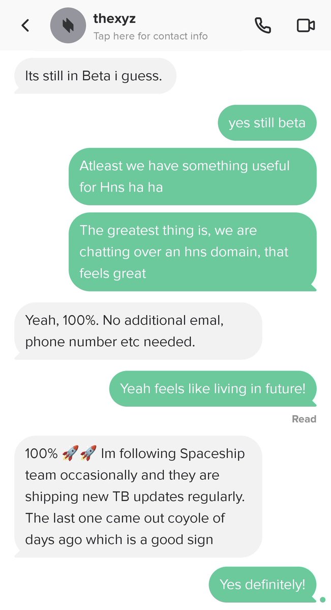 rahulsutariya's tweet photo. Thanks @NamecheapCEO for #Thunderbolt 

Finally, a great use case for $HNS Domains. Anyone can register and start calling. Honestly, I prefer "Retard" as a username over https://t.co/Nll8urfkzJ or Retard.eth - Possible with Handshake 😎

Chatting with @ChyrychAndrei1, Thanks man https://t.co/8WO5yQHdre