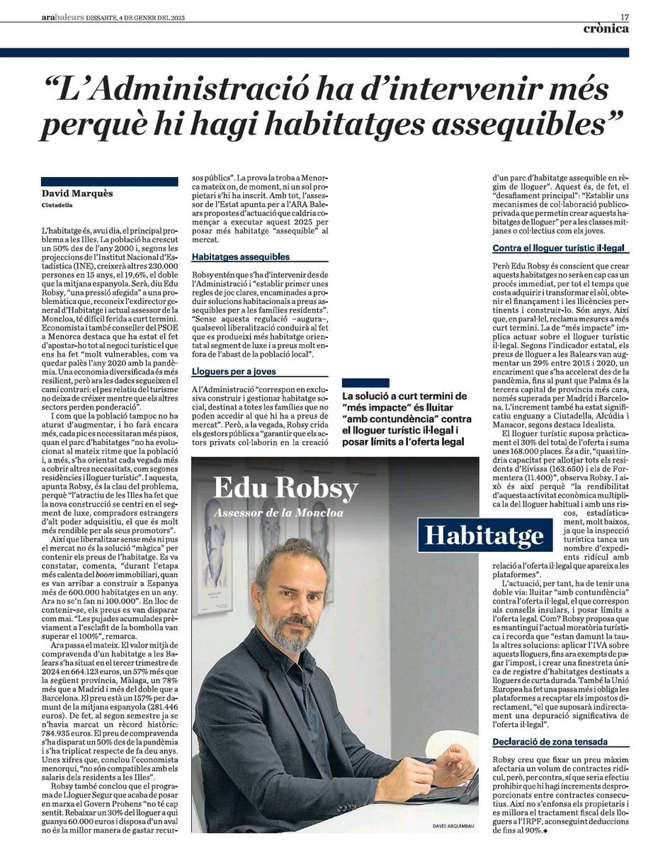 Parlem d'#habitatge a <a href="/arabalears/">Diari ARA Balears</a>. Podeu estar o no d'acord amb el plantejament i el diagnòstic, però les dades indiquen un problema greu.