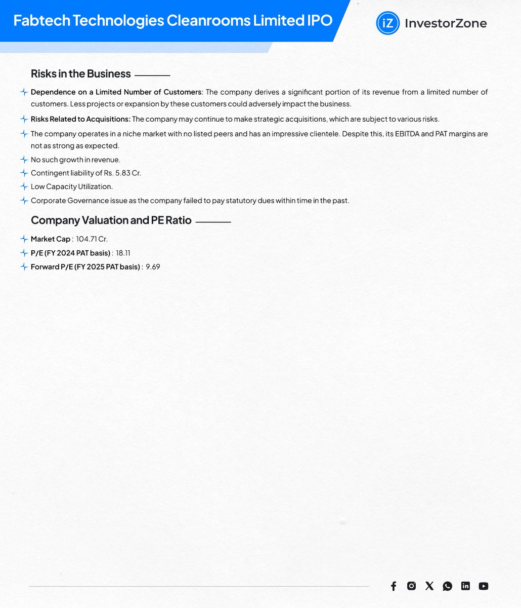 _InvestorZone's tweet image. IPO Analysis of Fabtech Technologies Cleanrooms.....
#FabtechIPO
#CleanroomSolutions
#FabtechTechnologies
#IPOAlert
#InvestmentOpportunity
#PharmaCleanrooms
#TechInCleanrooms
#FabtechGrowthStory
#IPO2025
#InvestSmart