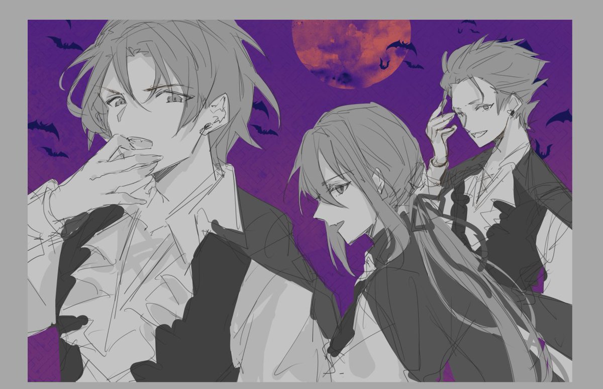 aktk_chiho's tweet photo. 箱でたくさん描いてたわけじゃなかったけど、仲良し3人紅月のイラスト振り返るかあ
大好きだったなあ https://t.co/Qi25ofPVfH