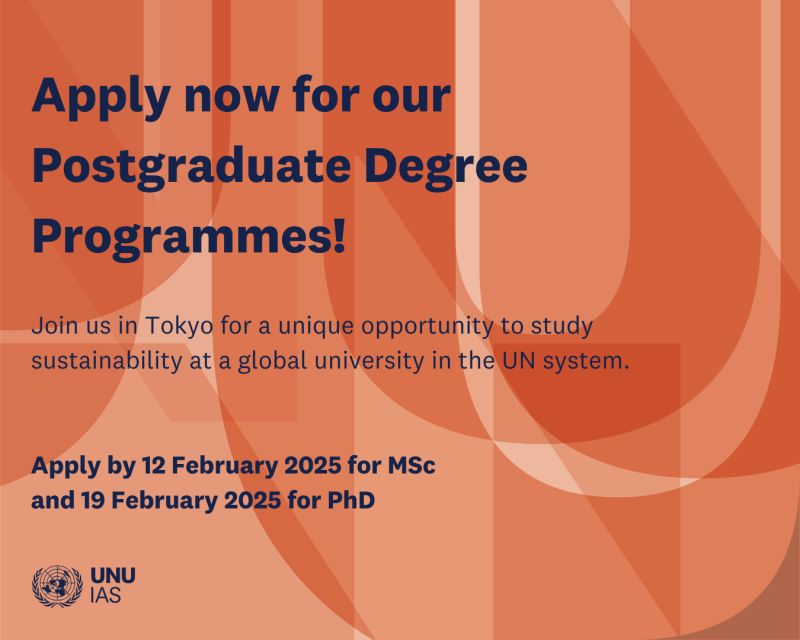 opportunitiesfy's tweet photo. 🎓 Start your #sustainability career with #UNU-IAS postgraduate programmes!  Gain collaborative #research experience🌐 and an international learning environment in #Japan 🇯🇵

✍️ Deadlines: 12 Feb for MSc, 19 Feb for PhD
➡️ Visit: https://t.co/o6DYt3KYUl

#PhDProgram #MScProgram https://t.co/0cakWepyUu