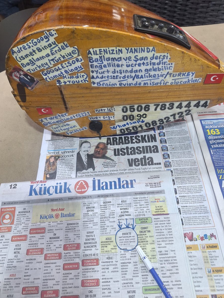 Allah rahmet eylesin.Ferdi Tayfur rahat uyu kalbimizdesin.video çekecek müzik bölümü öğrencisi aranıyor.erdek/Balıkesir/Turkey.00 90 501 083 27 22.Bağlama ismet Binay.04,ocak,2025.cumartesi.