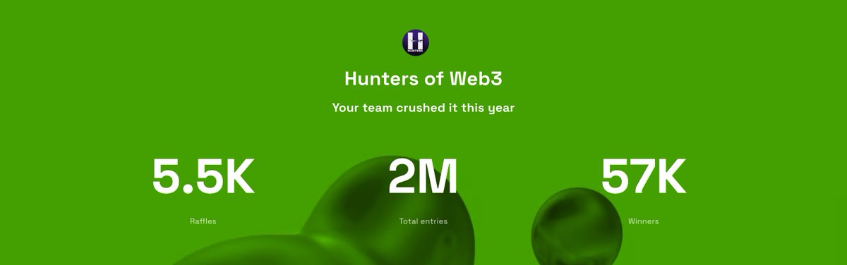 HuntersofWeb3's tweet image. 2024 Giveaways Recap

HuntersofWeb3 closed another year at the top. In a year; 

• 5500+ Raffles
• 57000+ Winners
• 2000000+ Entries

As we always say, the best will always be with hunters.
