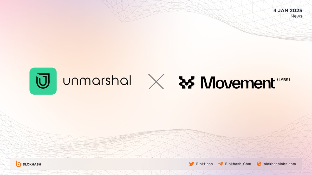 🚀 Unmarshal Integrates Data Infrastructure Layer for Movement 🔥

Unmarshal [ $MARSH ] join forces with with Movement Labs [ $MOVE ] to power the first MoveVM ZK layer on Ethereum. This partnership will facilitate builders on Movement Network with Unmarshal's complete tech