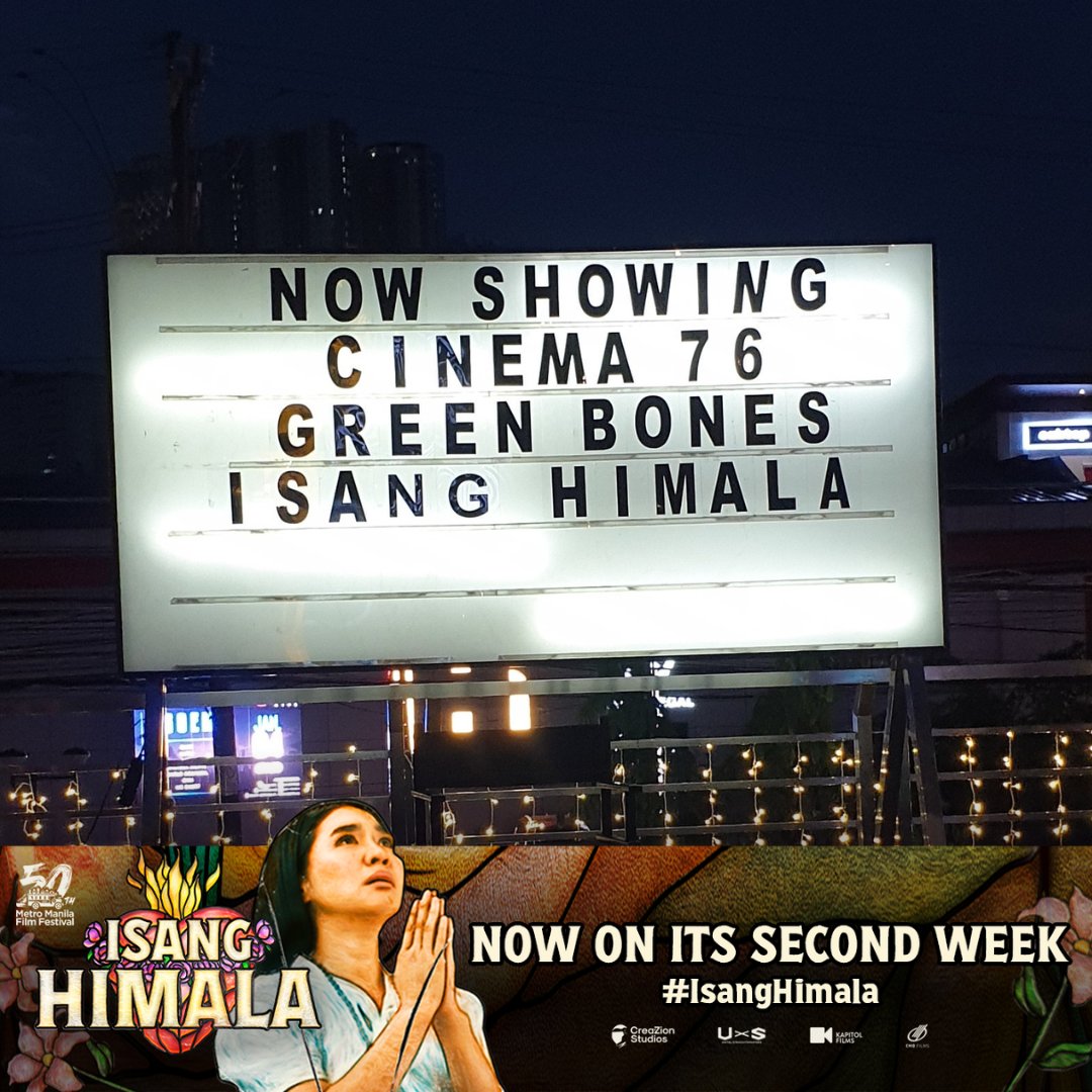 wearecreazions's tweet photo. #IsangHimala SOLD OUT ang 3 screenings at @cinema76fs π€
Mas dumarami pa ang nananalig sa #ISANGHIMALA π
#IsangHimalaNowOnIts2ndWEEK!
BUY your TICKETS here! π«
https://t.co/zGaYtMVvts
#MoreCinemasIsangHimala #CreaZionStudios #UnitelStraightShooters #KapitolFilms #CMBFilms #AicelleSantos #RickyLee #PepeDiokno #MMFF50