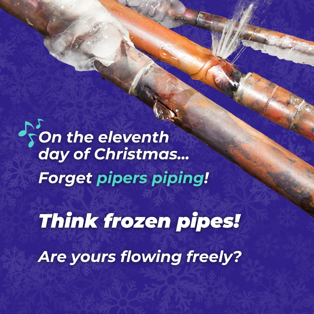 JustFixApp's tweet image. 🎶 On the 11th day of Christmas, forget pipers piping - think frozen pipes! Winter weather can be hard on your home’s plumbing. Don’t let frozen pipes disrupt your holidays - stay prepared with our expert plumbing services. Here’s to a warm, worry-free winter! ❄️🚿