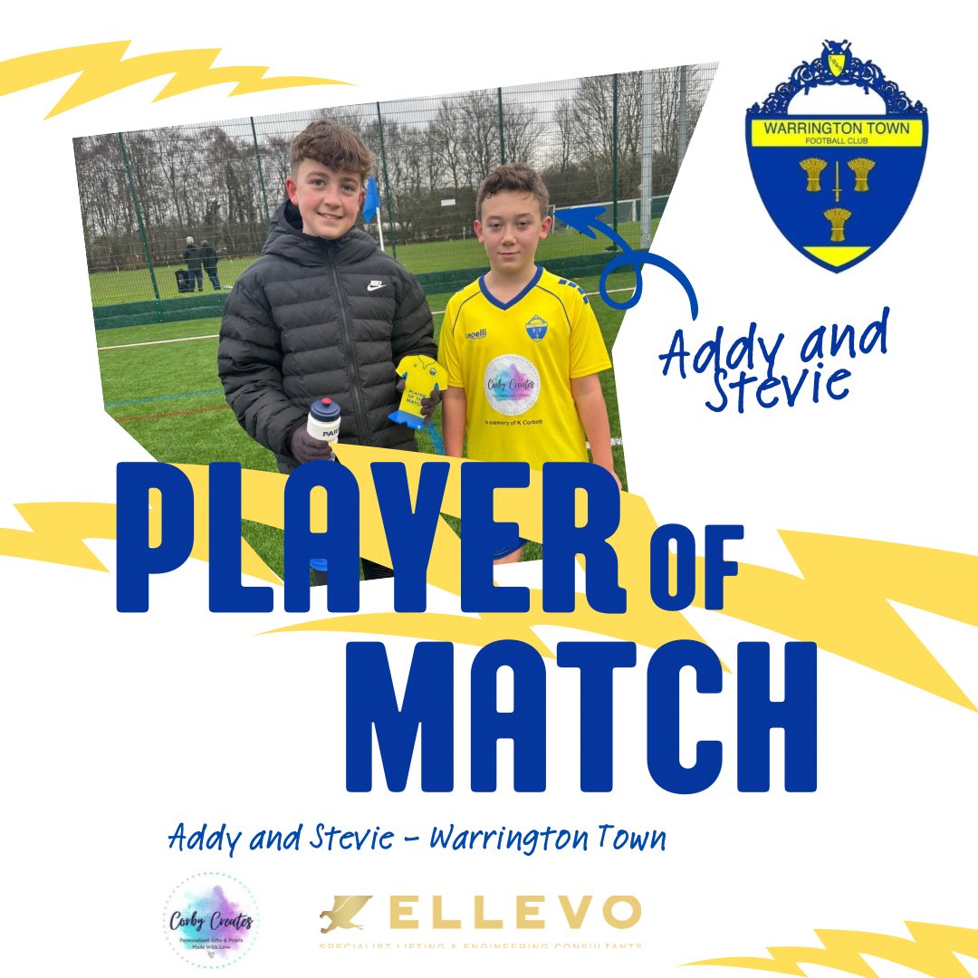 ✅ Clean Sheet 
✅ 3 points 
✅ 3 goals

Great start to 2025 today in a game dominated throughout 

⚽️⚽️ Addy
⚽️ Fisher
🧤 Sam
🏆 Addy and Stevie

<a href="/Junior_Wires/">Warrington Town (Juniors) FC</a> 

🤝

<a href="/EllevoGroup/">Ellevo Group</a> <a href="/CorbyCreates/">Corby Creates</a>