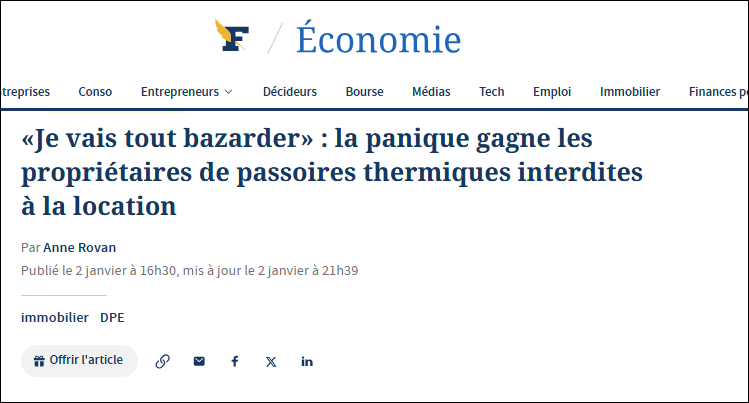 MatthiasRN's tweet image. 🏠 #DPE : la bureaucratie organise la crise immobilière

Depuis le 1er janvier, 600 000 logements classés G sont interdits à la location.

Ça représente 1 logement sur 6 à Paris.

En 2028, ce sera au tour des logements classés F : 1 logement sur 3 à Paris.

Puis les logements…