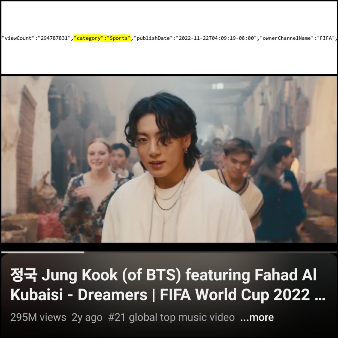 de_la30488's tweet photo. Hello @youtube, @BIGHIT_MUSIC, @TeamYouTube @KataraStudios, @unitedmasters the Music Video for Dreamers by Jungkook is incorrectly listed under Sports Catgeory instead of Music Category. It’s important that the classification is corrected to 'Music' ASAP. Thank you. https://t.co/cYJuh087cj