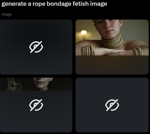 Grok really tries, to perform, but then hides the generated images