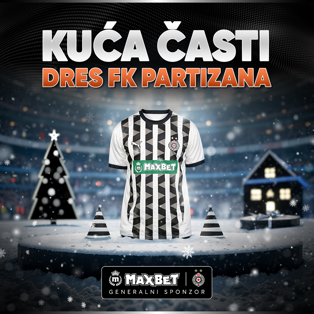 Kuća časti dres Partizana - za još bolje rezultate u novoj godini! ☀️🏟️

MaxBet, generalni sponzor FK Partizana te časti dresom voljenog kluba!

Sve što je potrebno da bi učestvovao u trci za 2 dresa jeste da:

• Pratiš <a href="/MaxBetSrbija/">MaxBet 🇷🇸</a> 
• Retvituješ objavu
• Možeš učestvovati