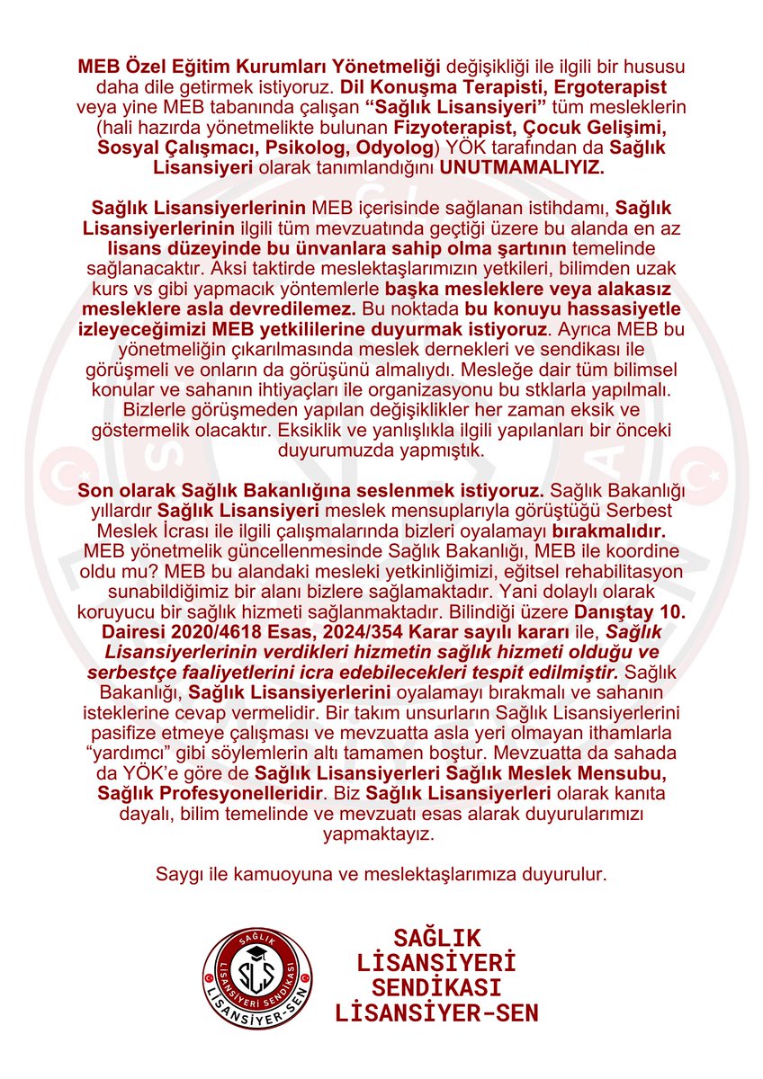 #fizyoterapist #diyetisyen #dilvekonuşmaterapisti #psikolog #odyolog #veterinerhekim #sosyalçalışmacı #çocukgelişimi #ergoterapist #sağlıkfizikçisi #biyolog 
<a href="/tcmeb/">Millî Eğitim Bakanlığı</a> <a href="/saglikbakanligi/">T.C. Sağlık Bakanlığı</a> <a href="/drmemisoglu/">Prof. Dr. Kemal Memişoğlu</a> <a href="/Yusuf__Tekin/">Yusuf Tekin</a> <a href="/sbshgm/">Sağlık Hizmetleri Genel Müdürlüğü</a> <a href="/dryasinerkoc/">Dr. Yasin Erkoç</a> <a href="/fztenesgkc/">Enes Gökçe</a> <a href="/kamusaglis/">Kamu Sağlık Lisansiyerleri Mücadele Platformu</a> <a href="/suayipbirinci/">Doç. Dr. Şuayıp Birinci</a> <a href="/SaglikMP/">Sağlık Meslekleri Birliği</a>