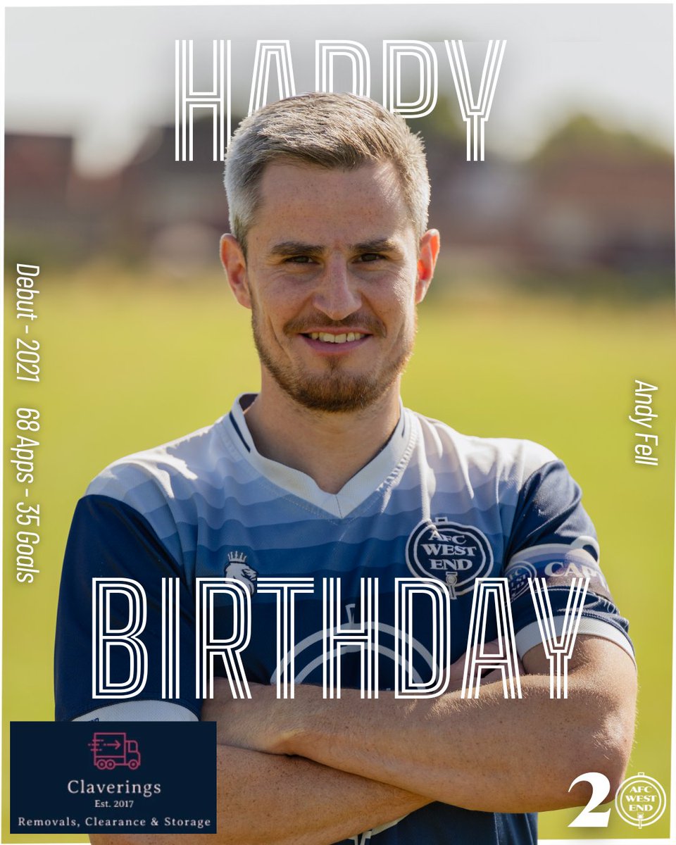 AFC West End (@afcwestend) on Twitter photo Wishing a very Happy Birthday to AFC skipper Andy Fell.
Andy is sponsored by <a href="/Claverings1/">Claverings Removals, Storage & Clearance</a> - Removals, Clearance & Storage
#WeAreWestEnd Wishing a very Happy Birthday to AFC skipper Andy Fell.
Andy is sponsored by <a href="/Claverings1/">Claverings Removals, Storage & Clearance</a> - Removals, Clearance & Storage
#WeAreWestEnd