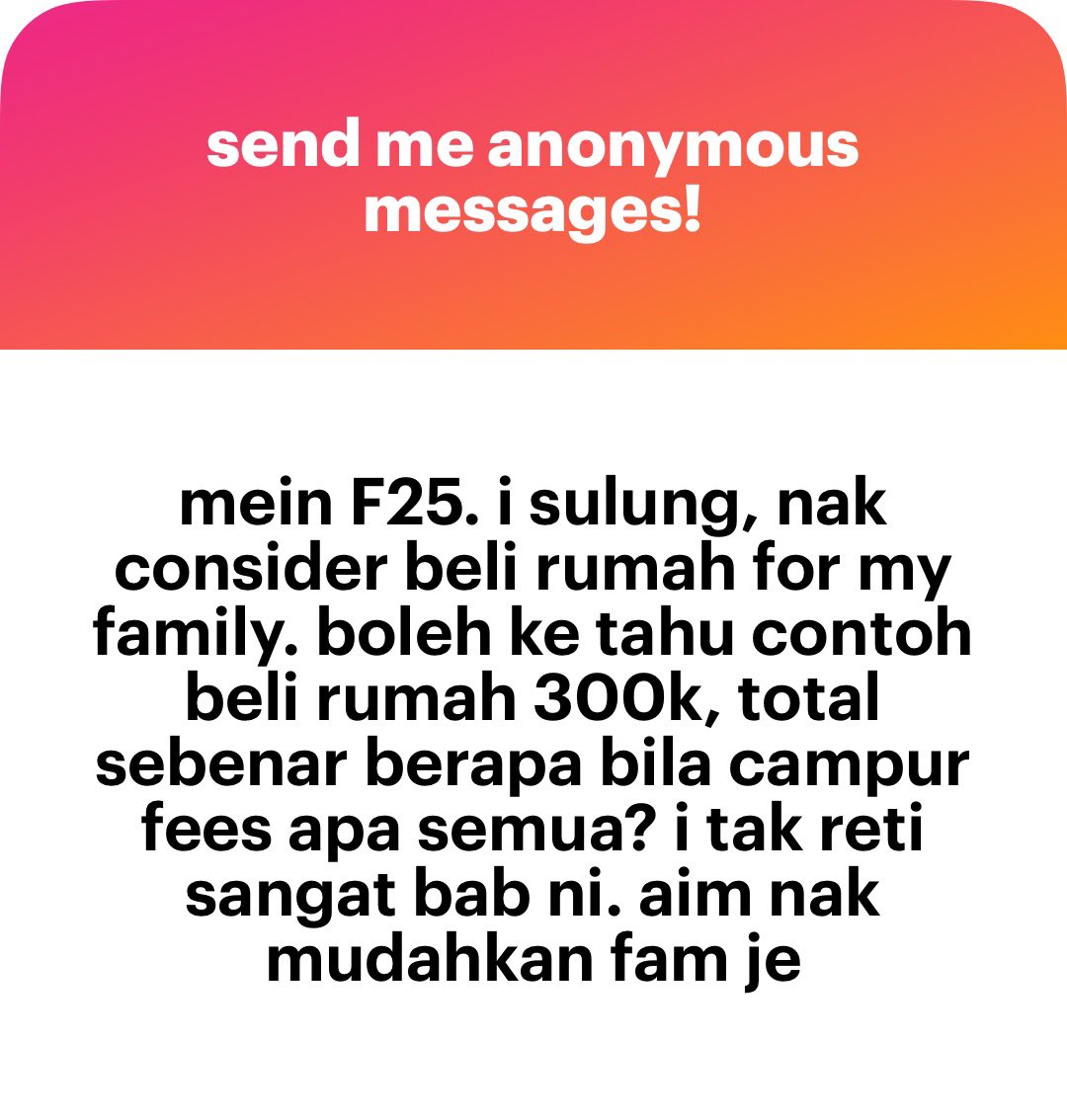 meinmokhtar's tweet photo. Sebelum decide beli Condo/Apartment/Flat kena fikir:-
1. Lokasi
2. Kemampuan
3. Deposit
Sudah decide and sign agreement duit yg kena dikeluarkan sebelum dapat kunci
1. Memorandum of Transfer (MOT)
2. Memorandum of Charge (MOC)
3. Deposit pemasangan meter air and elektrik
4. Outstanding payment upon vacant posession
Dapat Kunci
1. Admin Fee and Deposit renovasi kepada Management Office
2. Renovasi (kabinet dapur, wardrobe, cat & etc)
3. Perabot
4. Barangan eletrik
5. Admin Fee and Deposit pindah masuk kepada Management Office

Sudah menetap
1. Maintenance & Sinking fund (kiraan per square ft)
2. Air, Elektrik & Internet bil
3. Bayar loan kepada bank
4. Bil cukai petak kepada Pejabat Tanah dan Galian
5. Bil cukai taksiran Dewan Bandaraya tempat beli property

￼URBAN LABEL Desigual Bag Half Logo 24 Brasilia - Black 2000 https://t.co/Tt6xNV9tma