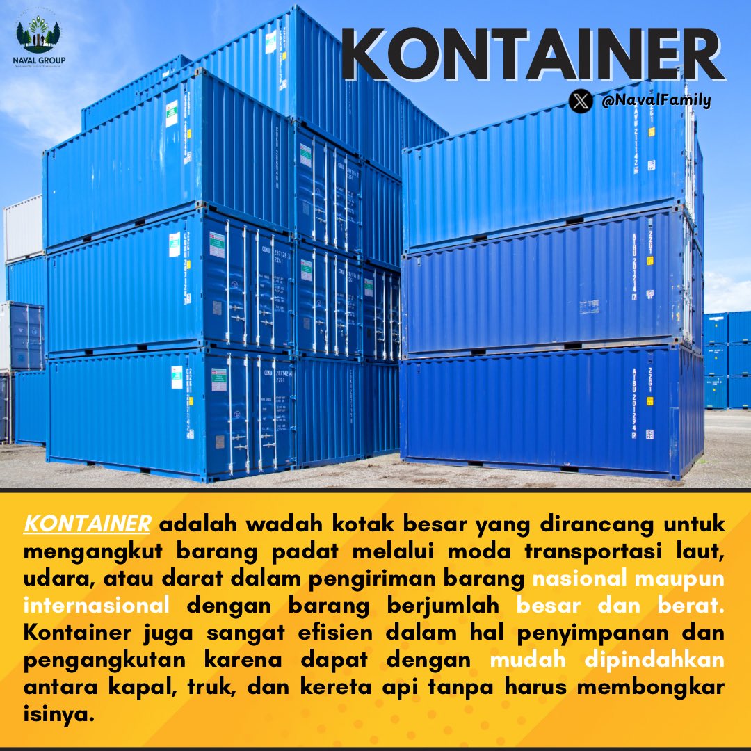 NavalFamily's tweet photo. Setelah mengetahui Alur Pengiriman Ekspor, somin kasih tau nih wadah apa yang digunakan untuk mengirim produk Naval ke luar negeri. Umumnya terdapat 2 jenis wadah, yaitu Kontainer dan Iso tank. Simak lebih lanjut yuk kegunaannya
#Ekspor #Kontainer #Isotank https://t.co/idtuDUUwug