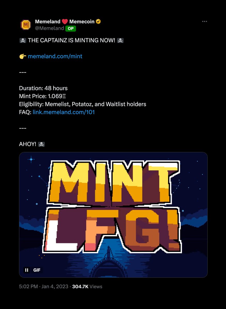 Memeland's Captainz mint's 2nd anniversary is here!

It's been a wild ride, and it's only just beginning 🏴‍☠️

With the day of Captainz mint, we also have two more important anniversaries

Birthday of <a href="/9gagceo/">9GAGCEO ❤️ Memecoin</a> (today) and <a href="/karenckarenc/">Karen ❤️ Memecoin</a> (tomorrow)

Happy Birthday! 🎉