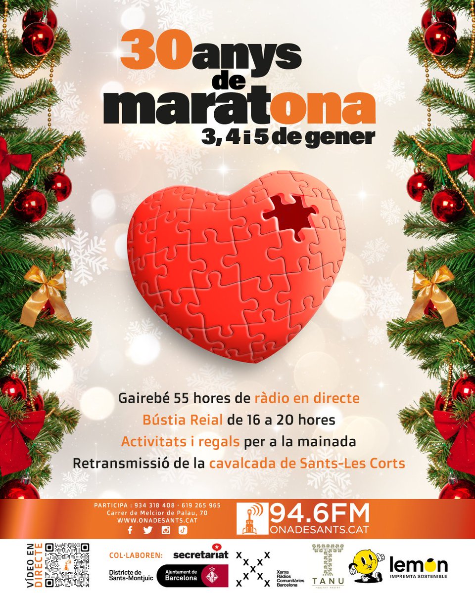 El Rock-Òdrom maníacs!
Avui no fem programa!
Estarem igualment en directe fent ràdio participant de La Maratona!
Nosaltres estem avui de 13 a 15 hores fent Festes i punxant les nadales més rockeres! <a href="/onadesants/">@onadesants.cat (bsky)</a>