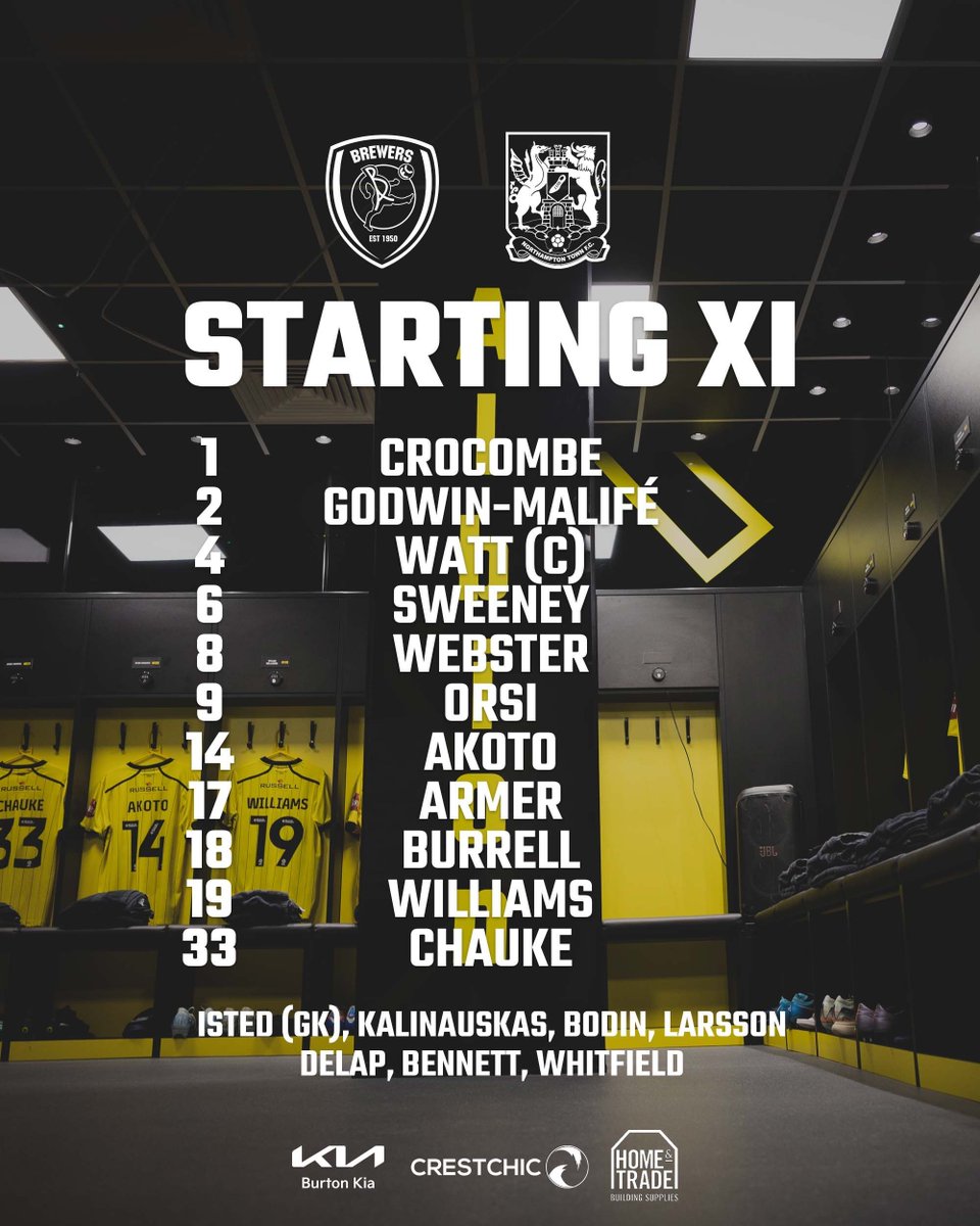 burtonalbionfc's tweet image. TEAM NEWS 🚨🚨 

Today's boys in yellow and black 🤝 

#BAFC