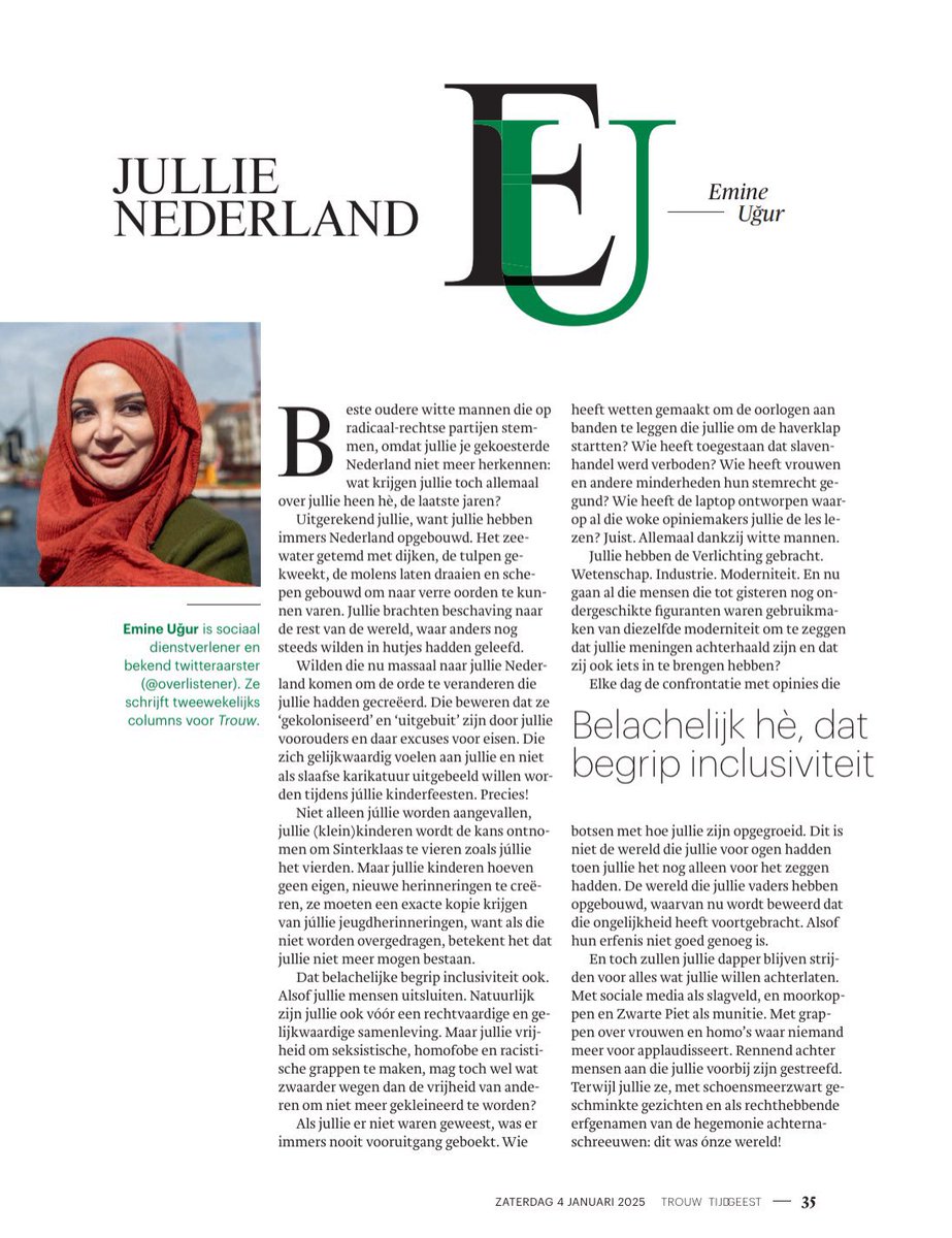 Shermin Amiri (@sherminamiri) on Twitter photo Beste <a href="/overlistener/">Emine Uğur</a>,
Je stuk prikkelt, dat zeker. Maar prikkelen alleen volstaat niet als de bedoeling is om bij te dragen aan een oplossing voor de spanningen in onze samenleving. Sterker nog, je column lijkt meer olie op het vuur te gooien dan een pad naar verzoening te banen. Beste <a href="/overlistener/">Emine Uğur</a>,
Je stuk prikkelt, dat zeker. Maar prikkelen alleen volstaat niet als de bedoeling is om bij te dragen aan een oplossing voor de spanningen in onze samenleving. Sterker nog, je column lijkt meer olie op het vuur te gooien dan een pad naar verzoening te banen.