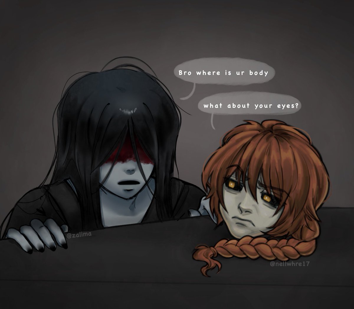 Gonna share this collab here too👺💥
COLLAB WITH <a href="/bl0bfishnell/">N3ll</a> AAAH
I’m so happy to have made this collab with you😫🤍
.
.
#homicipher #fanart