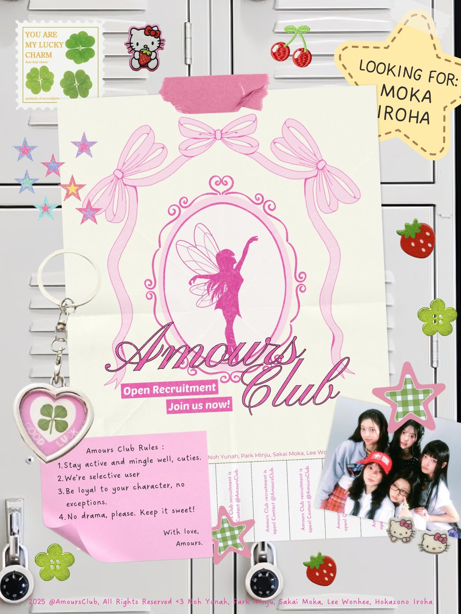 {♡!} the a͟m͟o͟u͟r͟s c͟l͟u͟b is open: ..% we’re searching for our missing 𝗺𝗼𝗸𝗮 and 𝗶𝗿𝗼𝗵𝗮! if you think you’re the one, be sure to check out the criteria below. we’re also handing out our friendship cards to fellow SQ/OA, so please tag them at the end of this post! ♥︎&amp;