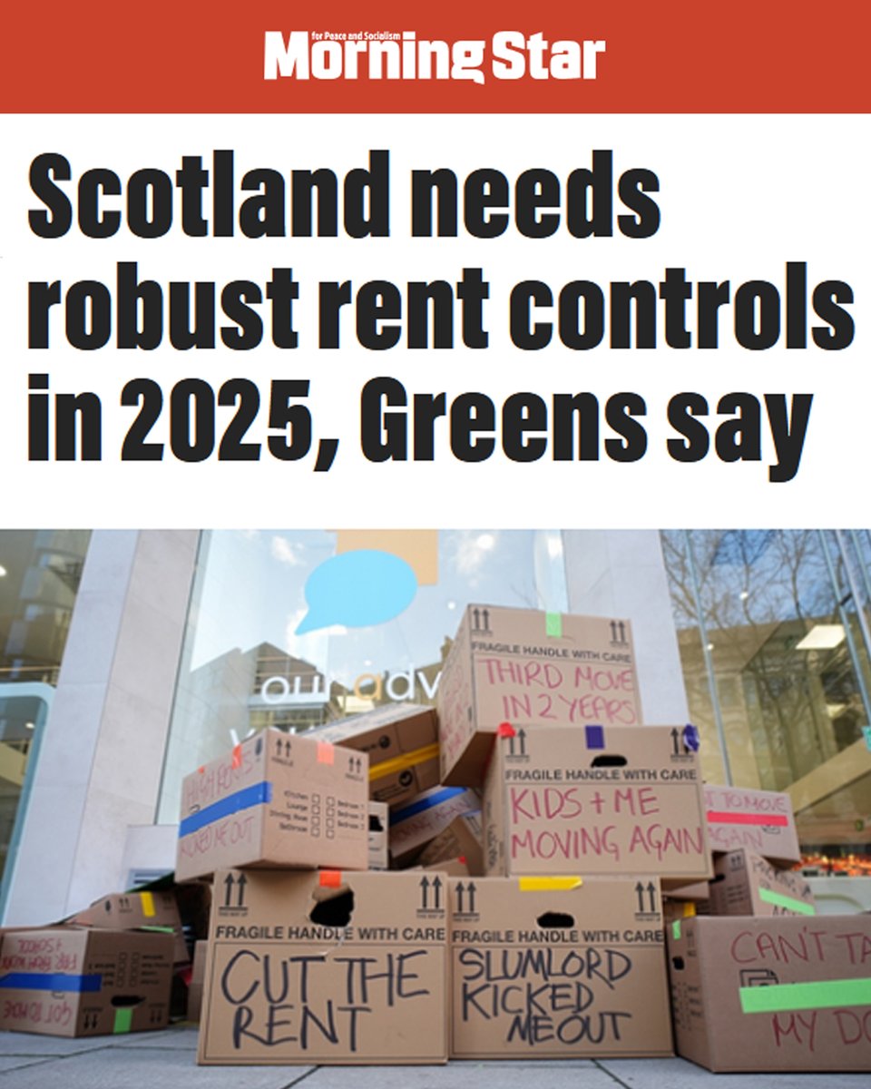 ➡️We have a plan to make rent more affordable across Scotland.

Scottish Greens introduced a bill to limit rent rises, and make housing a right. Now we are fighting against landlords attempts to water it down.

Only the Scottish Greens put people's homes before landlord profit.