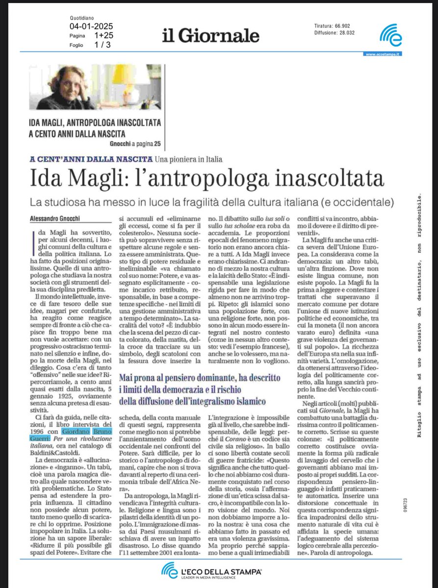 GBGuerri's tweet photo. Ida #Magli, il genio inascoltato https://t.co/clawcwidEB