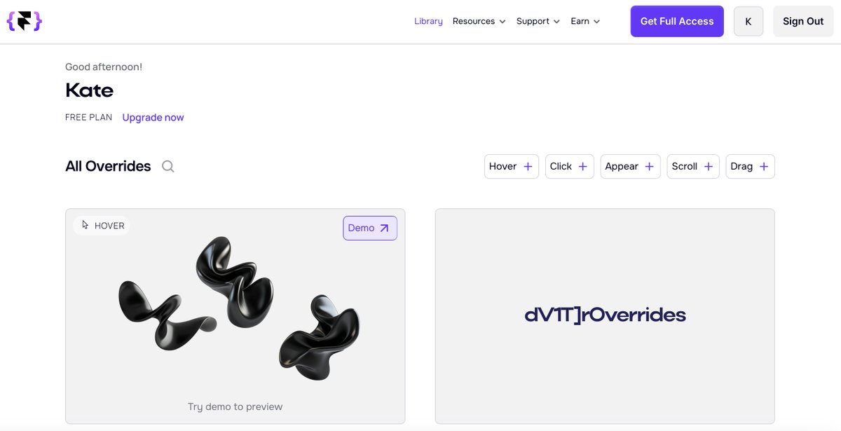 Did everyone already know about <a href="/FramerOverrides/">FramerOverrides</a> ?

Scrolling through the components here has just blown my mind.

What an amazing resource.

#framer