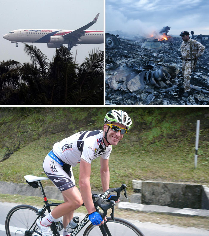 VertigoWarrior's tweet photo. 7. The Dutch cyclist who escaped two plane crashes

Dutch cyclist Maarten de Jonge managed to avoid two major air disasters in his life:

- I was originally booked for a seat on the defunct Malaysia Airlines Flight 370, but changed to a flight that left an hour earlier.

- He was also scheduled to fly on Malaysia Airlines Flight 17, which was shot down over Ukraine in 2014, but opted for another flight to save money.

A double coincidence that saved his life.