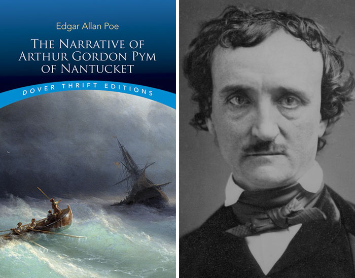 VertigoWarrior's tweet photo. 8. Did Edgar Allan Poe have a time machine?

In his book The Narrative of Arthur Gordon Pym of Nantucket, Edgar Allan Poe recounts how four sailors, after the sinking of their ship, are forced to eat a cabin boy named Richard Parker... https://t.co/VppLwPShqT