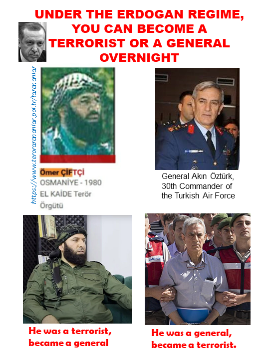 Justice4defend's tweet photo. Al-Qaeda member wanted for terrorism became a general in Syria and was removed from the wanted terrorist list. 
General Öztürk, who opposed operations in Syria, was labeled a terrorist during the July 15 coup attempt and is in prison for life.
@UNHumanRights #Syria https://t.co/CVMVdbn90f