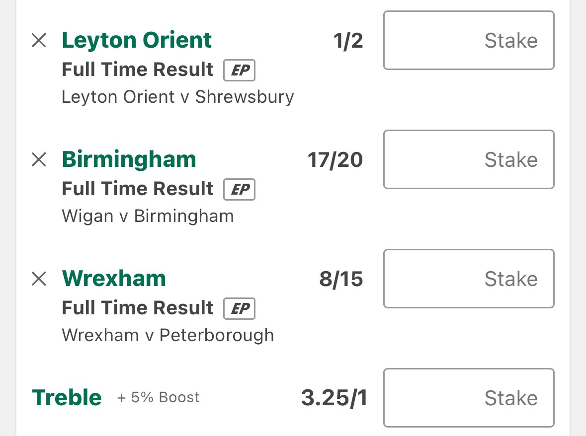 ⚽️ Saturday Football Selections 

Premier League Treble
Championship Treble 
League 1 Treble 

32/1 - 9 Fold

Smash a like if following ❤️