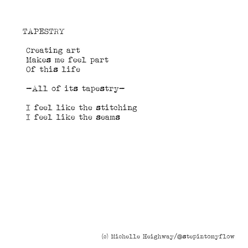 STEPINTOMYFLOW (@stepintomyflow) on Twitter photo TAPESTRY
Funded by the Arts Council England,
This poem will be featured in my debut poetry book Step Into My Flow.
#Art #Creating #Poetry #Tapestry #PoetryInMotion #ArtCouncil #CreativeFlow #WritingCommunity #Inspiration #LifeThroughArt <a href="/ace_national/">Arts Council England</a> TAPESTRY
Funded by the Arts Council England,
This poem will be featured in my debut poetry book Step Into My Flow.
#Art #Creating #Poetry #Tapestry #PoetryInMotion #ArtCouncil #CreativeFlow #WritingCommunity #Inspiration #LifeThroughArt <a href="/ace_national/">Arts Council England</a>