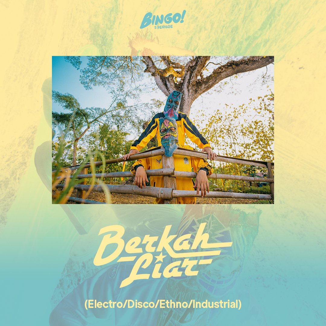 mbahmu_salto's tweet photo. Performer 1 #Bingo3Periode

BERKAH LIAR

Duo anonim dari Gunungkidul hadir dengan musik elektronik garang. Mereka siap mengguncang sistem yang bobrok dengan musik elektronik membawakan lagu JKT48. 
Akankah mereka menciptakan atmosfer elektroidol futuristik yang memukau?? https://t.co/pXw4ZqVHMB