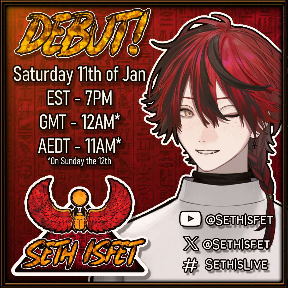 DEBUT ANNOUNCEMENT!!!

1 Week from now I will be debuting live at youtu.be/biNjOODyfUI! Hope to see you there!

#Vtuber #ENVtubers #VTuberDebut