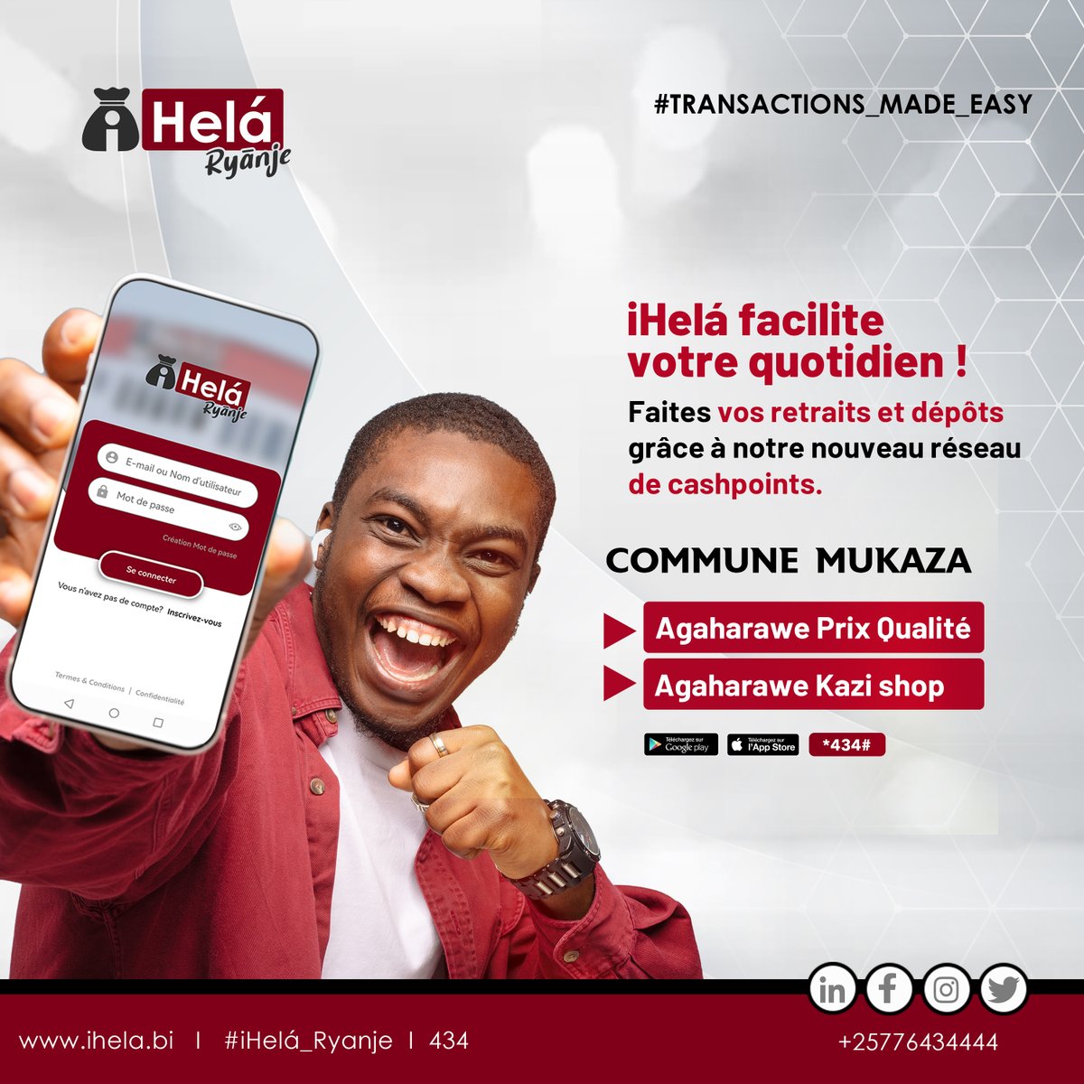 IhelaU's tweet image. Effectuez vos dépôts et retraits en toute simplicité, directement depuis l&apos;application. Gagnez du temps et simplifiez-vous la vie. ⏰
#iHelaRyanje
#Cashpoints
#InnovationFinancière