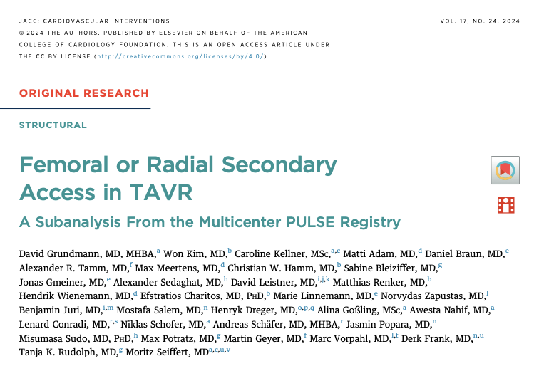 Abdulla A. Damluji, MD, PhD (@drdamluji) on Twitter photo Femoral or Radial Secondary Access in TAVR: A Subanalysis From the Multicenter PULSE Registry: <a href="/JACCJournals/">JACC Journals</a>
🥸So we tried to use #radialfirst in TAVR like the old days, but we were shot by anesthesia!
😱Summary
👇👇👇 Femoral or Radial Secondary Access in TAVR: A Subanalysis From the Multicenter PULSE Registry: <a href="/JACCJournals/">JACC Journals</a>
🥸So we tried to use #radialfirst in TAVR like the old days, but we were shot by anesthesia!
😱Summary
👇👇👇