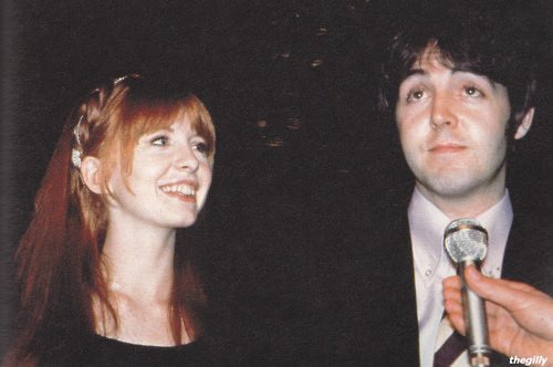 #OnThisDay in 1968, Paul McCartney and Jane Asher at the London premiere of the film Here We Go Round The Mulberry Bush, based on a novel by Hunter Davies.
