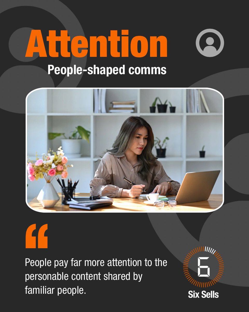 Your clients are more likely to pay attention to the personable content published by your CEO than to the content published by your brand.

Six Sells helps you transform your sales and marketing through the power of your people.

#b2bmarketing