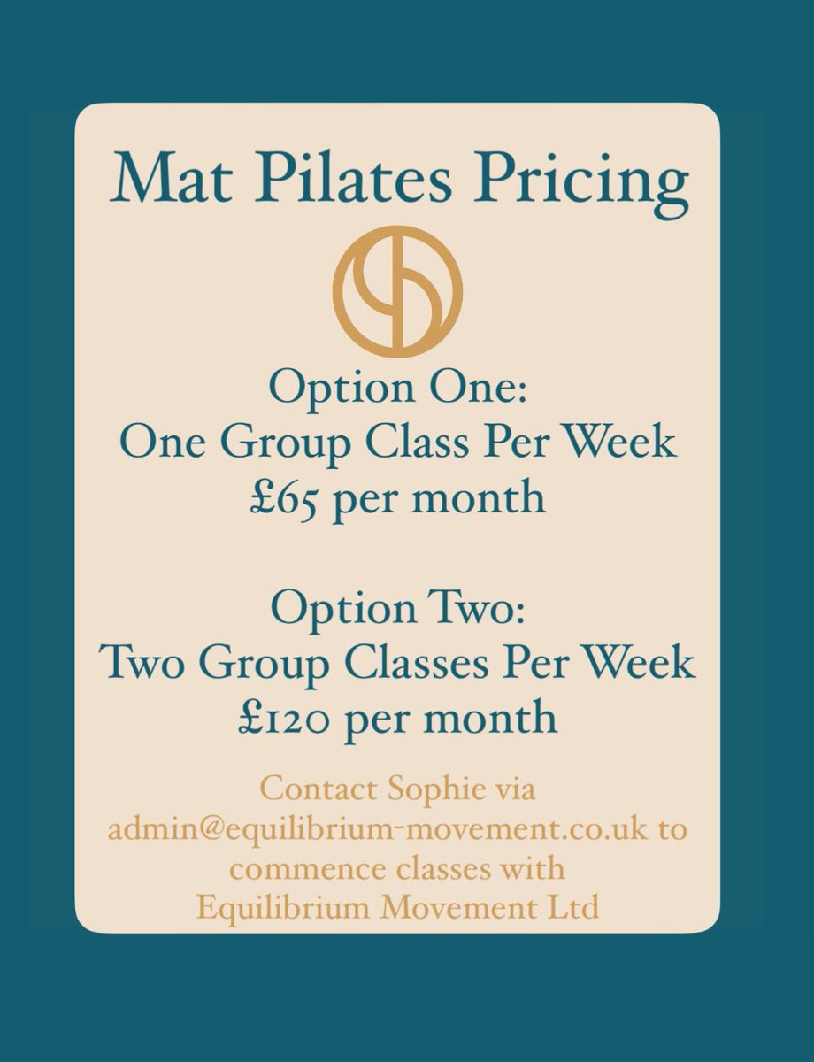 equilibriummove's tweet photo. ✨✨MAT PILATES CLASSES✨✨

Commencing 8th January! Limited spaces. 

admin@equilibrium-movement.co.uk https://t.co/oO0BKLLhkB