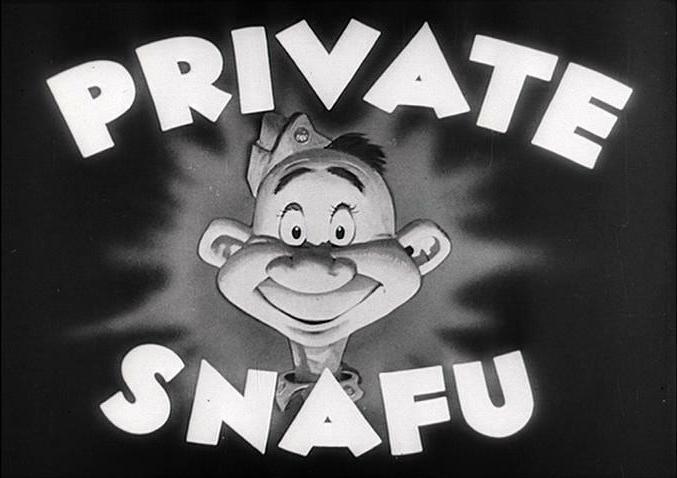 PublicDomainRev's tweet photo. 1943–5, with the help of Warner Bros.' finest, the U.S. Army produced a series of 27 propaganda cartoons depicting the calamitous adventures of Private Snafu. @Mark_D_Kaufman explores how one film inadvertently let slip one of the war's greatest secrets: https://t.co/b7FVvH5BuA https://t.co/ux1OaG7fgL