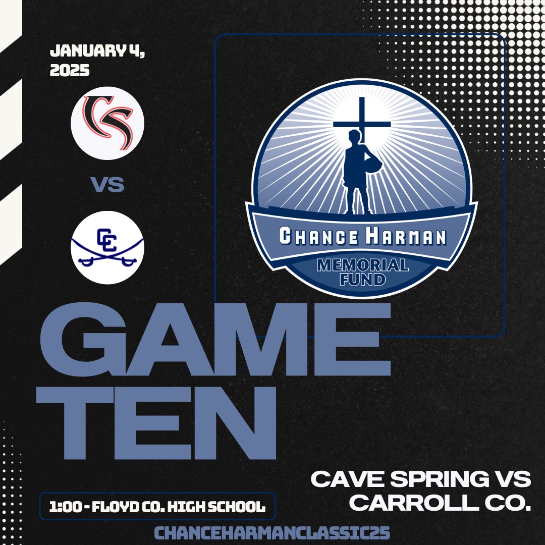 On to the next! And it’s a perfect time to grab some lunch at concessions for the afternoon. 

Good luck to Cave Spring and Carroll County today 🏀 

#chanceharmanclassic #chc25 #chc2025