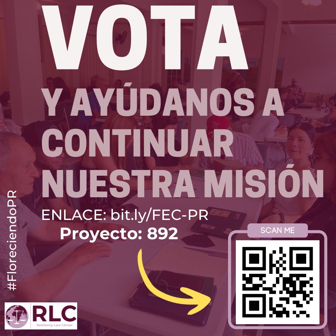 🌟 ¡Estamos nominados gracias a ustedes! 🌟

¡Estamos emocionados de anunciar que el Resiliency Law Center ha sido nominado para recibir $75K que nos permitirán continuar empoderando a comunidades vulnerables! 🙌

📲 Regístrate y vota hoy: bit.ly/FEC-PR
*Proyecto: 892*