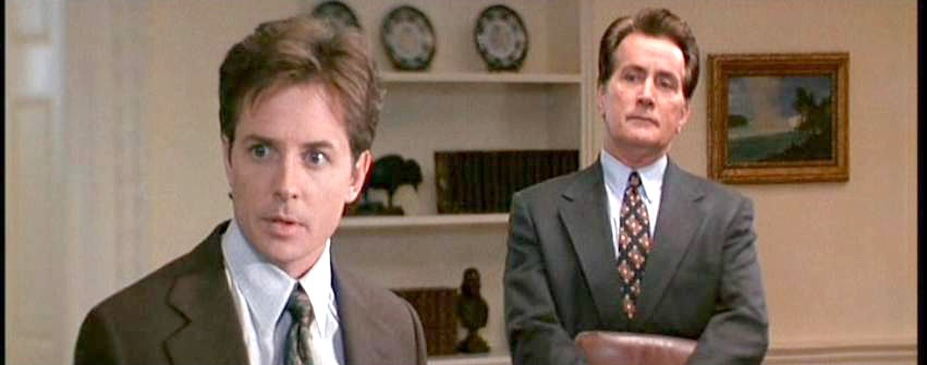 jens2763's tweet image. Michael J. Fox in "The American President" (1995) with Michael Douglas as the President &amp;amp; Martin Sheen as his COS.  

A movie worth re-watching as we approach the circus of christofascist grift clowns on 1/20..😩#PresidentialMedalofFreedom