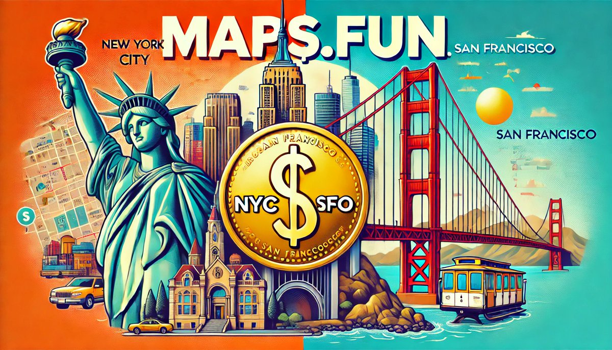 0x_Prodigy's tweet photo. Imagine owning a piece of your city’s economic growth — $NYC &amp; $SFO by @mapsdotfun turns cities into tokens, allowing you to invest in their future growth 📈.

Here’s how this revolutionary blockchain project is reshaping urban economies 🧵👇 https://t.co/apF4qZCxC1